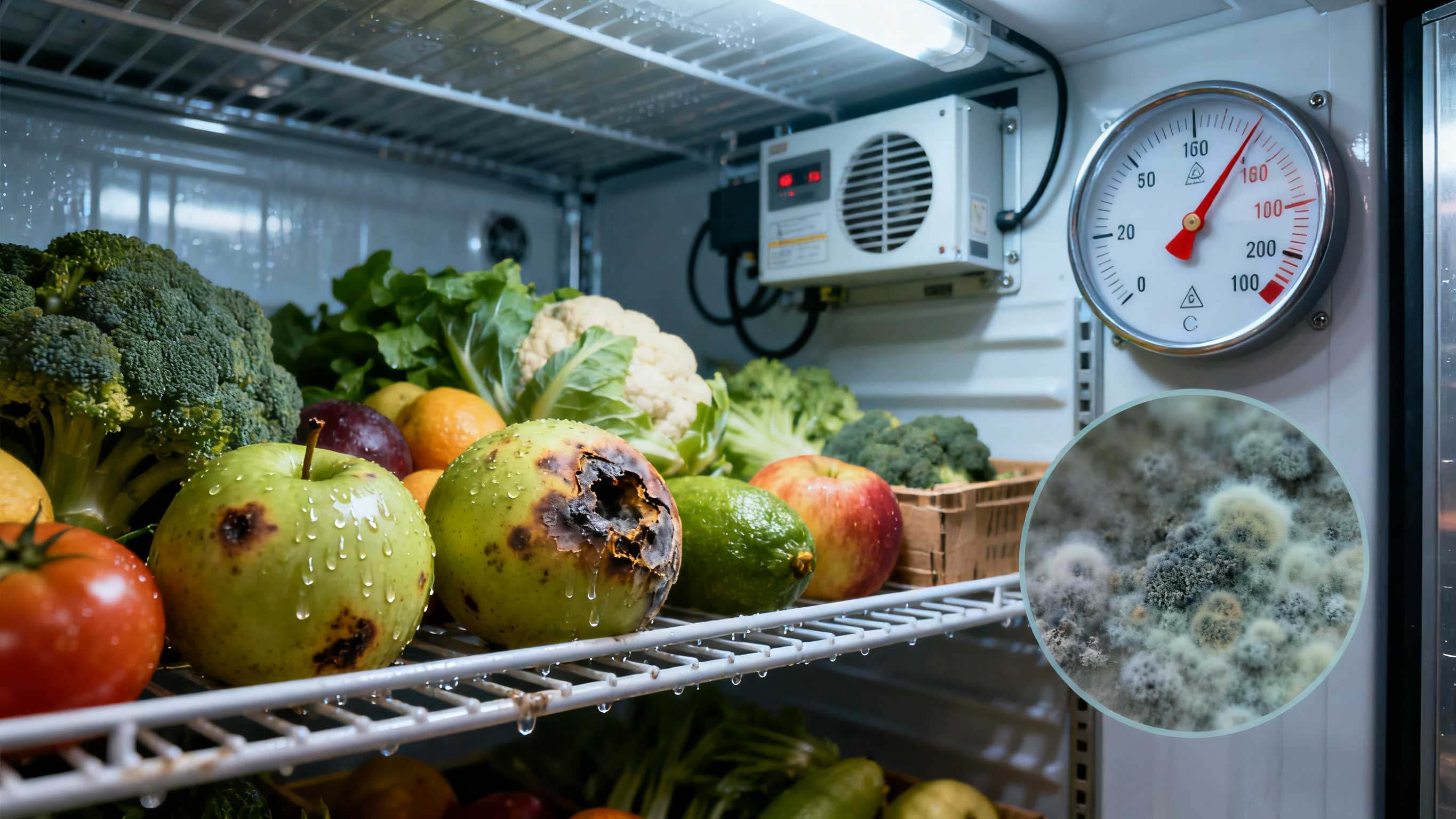 Piel de frutas y verduras en un ambiente de alta humedad